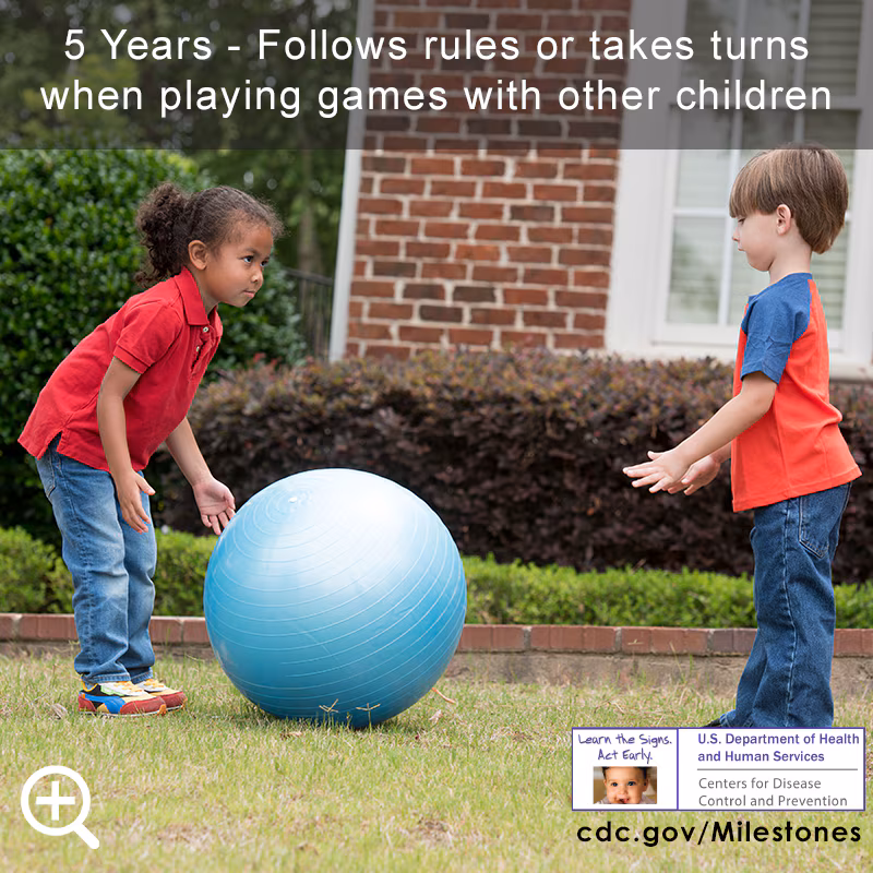Follows rules or takes turns when playing games with other children
