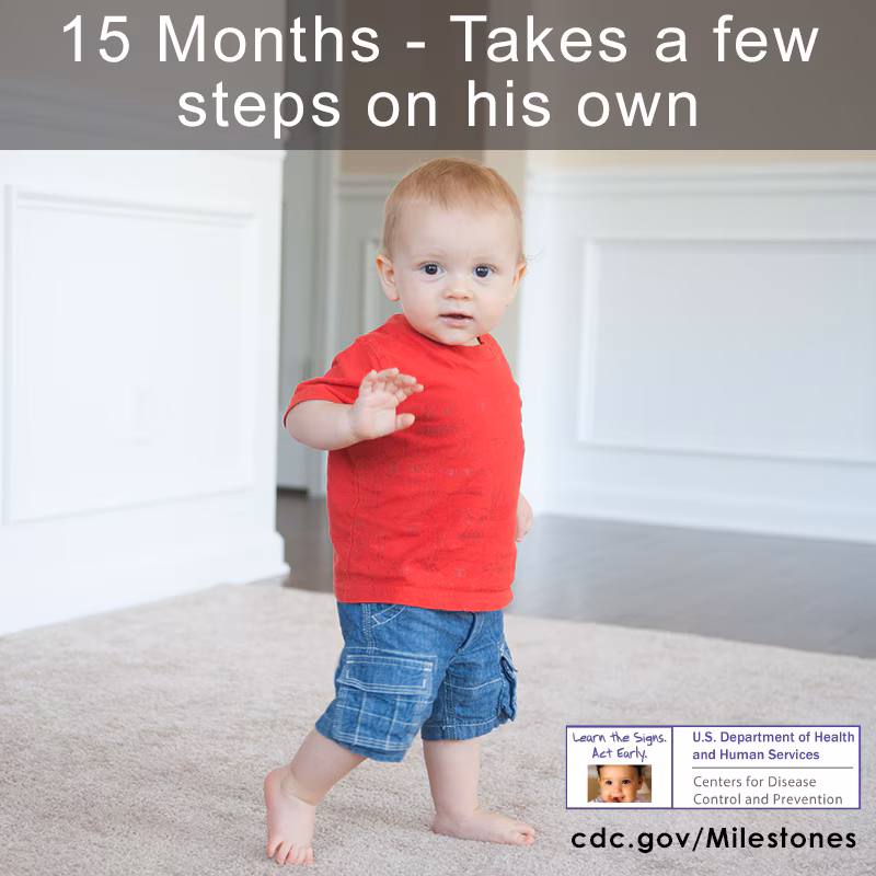 Takes a few steps on his own