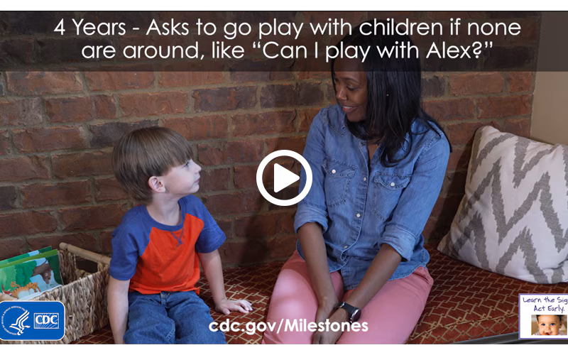Asks to go play with children if none are around, like “Can I play with Alex?”