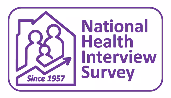 NHIS Logo The National Health Interview Survey logo shows the outline of a house with three people and a data trend line inside.
