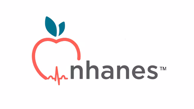 The National Health and Nutrition Examination Survey logo shows the outline of an apple. The apple's base is an EKG line