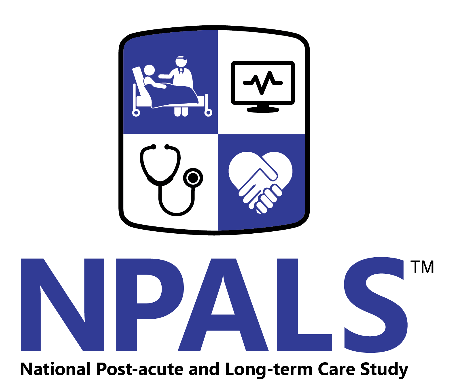 NPALS-v-RGB National Post-acute and Long-term Care Survey logo showing a shield with 4 health care-related icons
