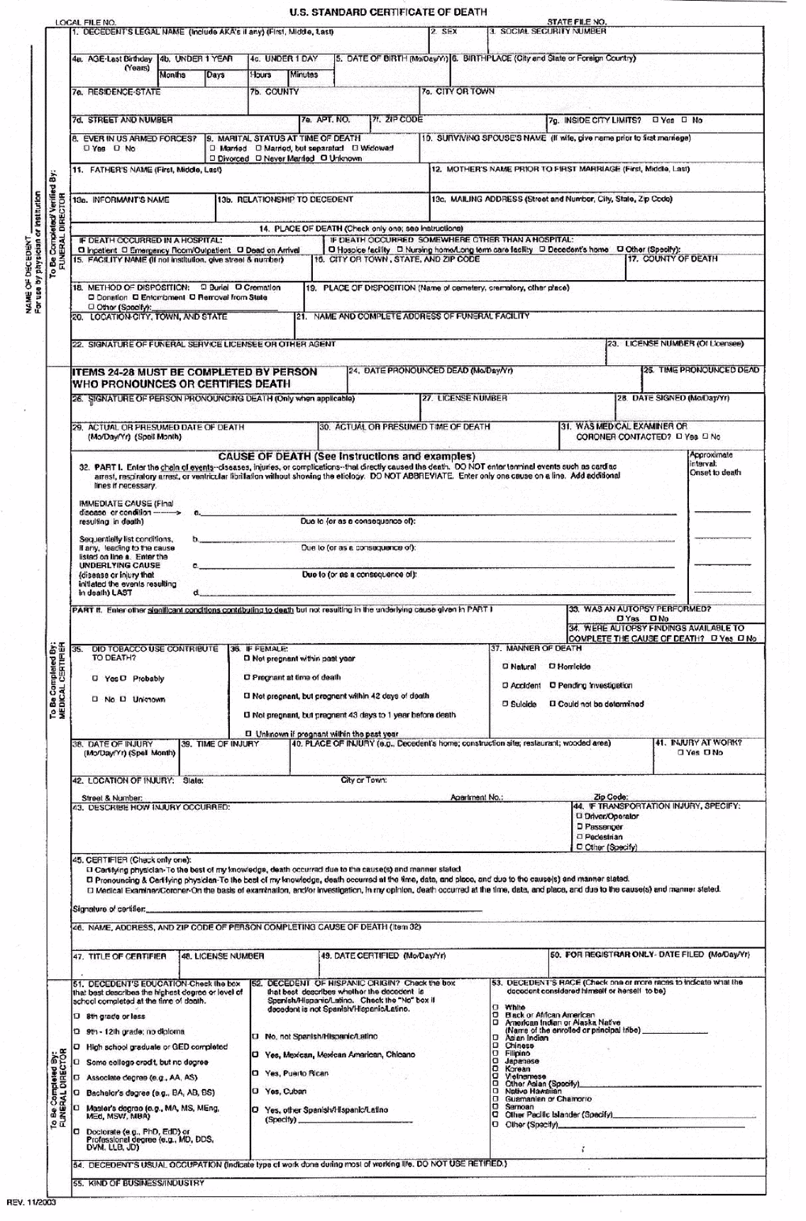 Image of death certificate