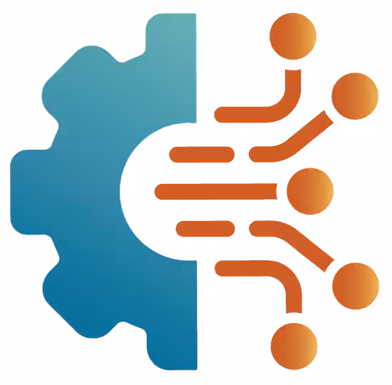 Abstract image of a gear with dots coming out of it