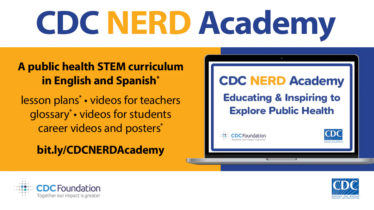 NERD2-1200x675-FB TW CDC NERD Academy. a new public health STEM curriculum in English and Spanish. 2 of 8 modules available now.