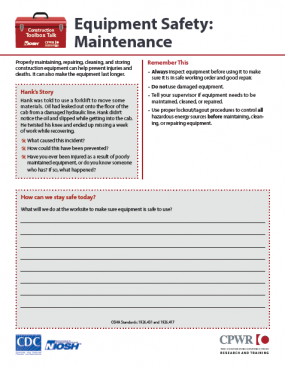 Equipment Safety: Maintenance (2022-135) Cover image Equipment Safety: Maintenance (2022-135) Cover image