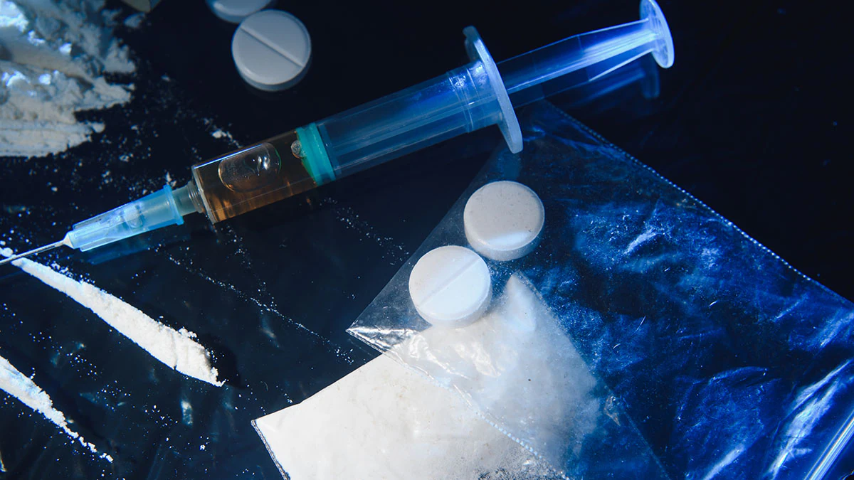 Emergency Responders at Risk Page Hard drugs on dark table