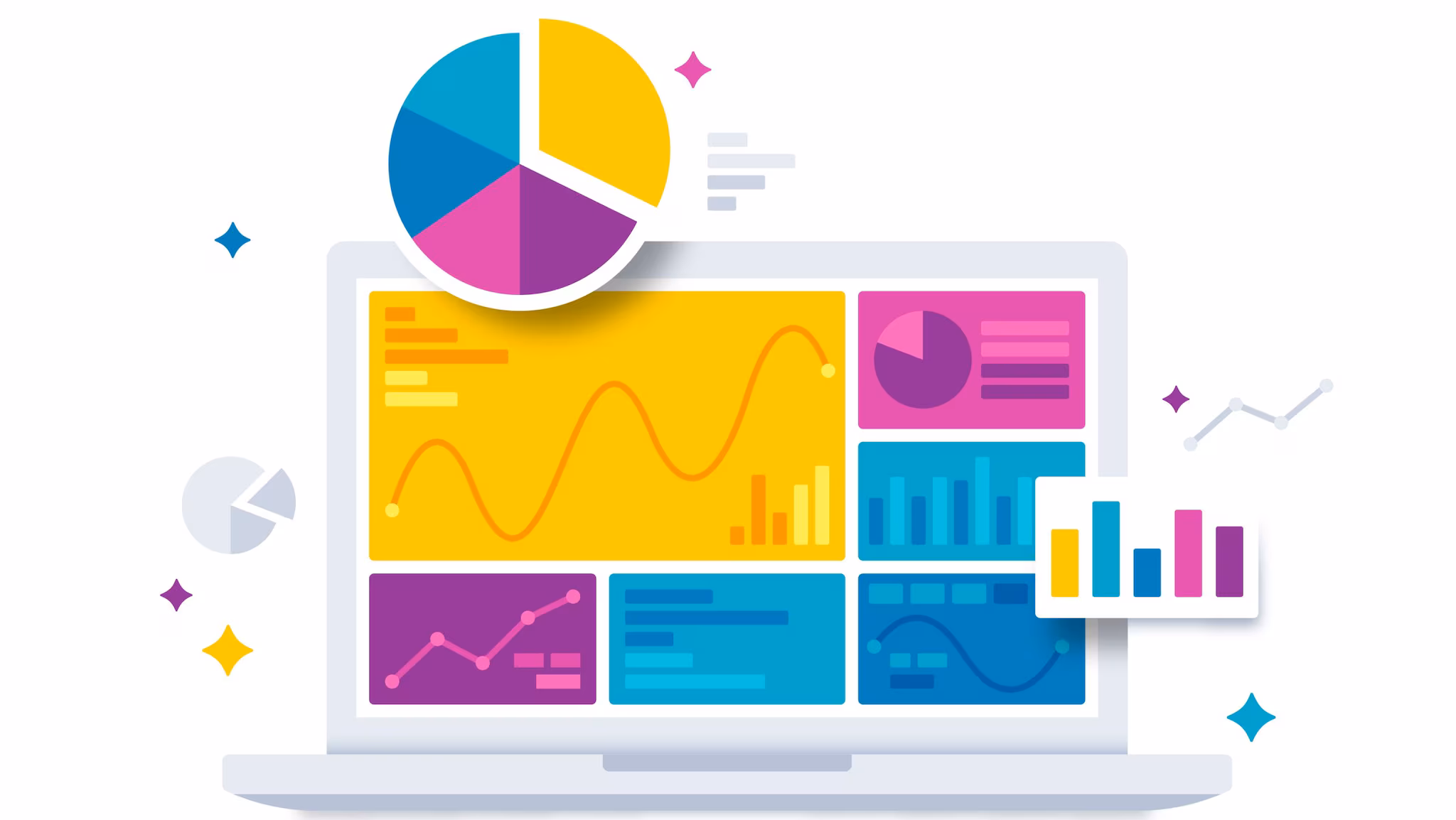 DataThumbnail Laptop with graphs on the screen