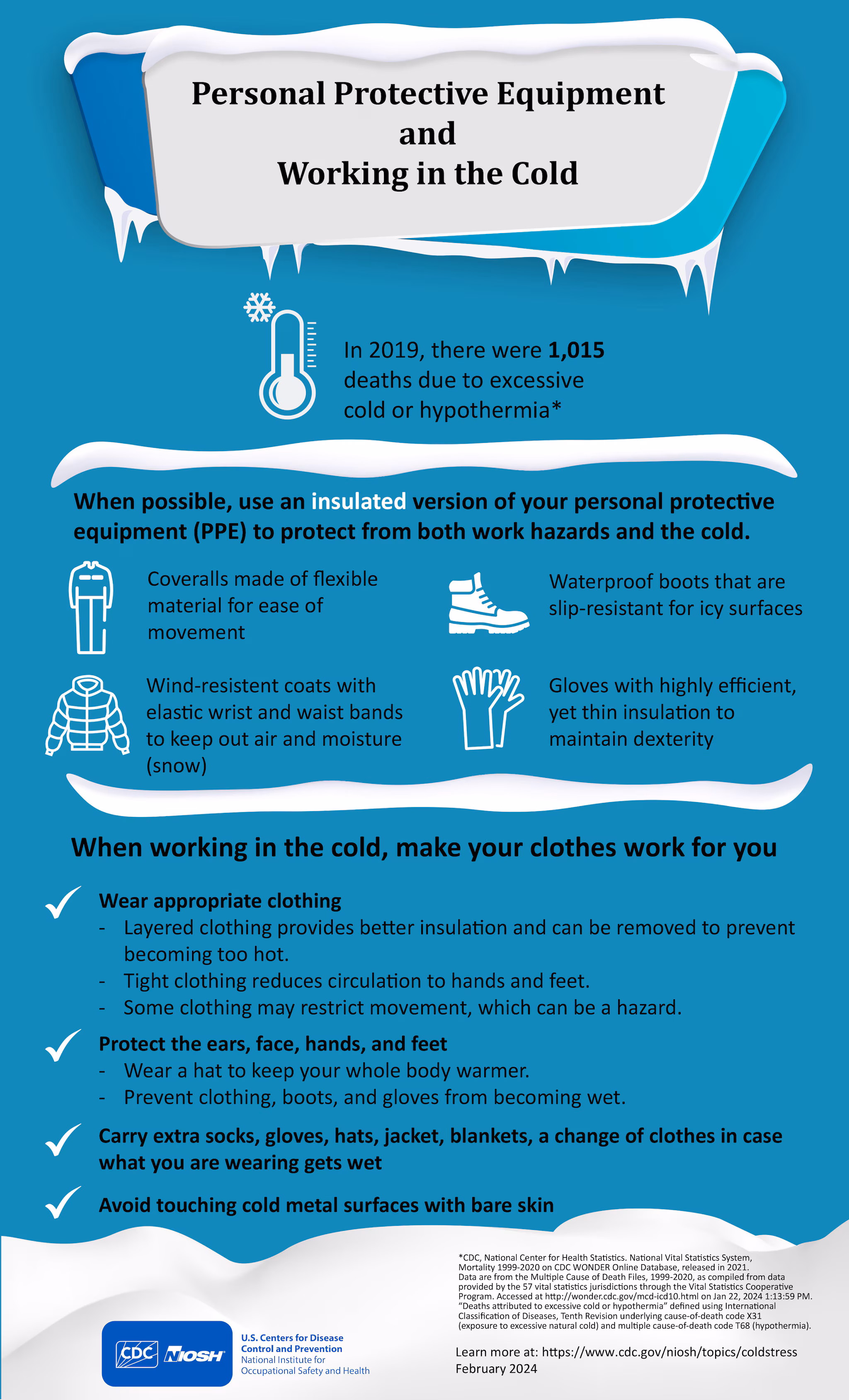 Infographic for Personal Protective Equipment and Working in the Cold, February 2024 Infographic for Personal Protective Equipment and Working in the Cold, February 2024