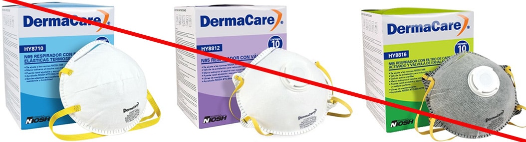 This is an example of a misrepresentation of a NIOSH-approved product. Products labeled as DermaCare or Espomega, with model numbers HY8710, HY8812, and HY8816, are NOT NIOSH approved. (8/7/2020) This is an example of a misrepresentation of a NIOSH-approved product. Products labeled as DermaCare or Espomega, with model numbers HY8710, HY8812, and HY8816, are NOT NIOSH approved. (8/7/2020)