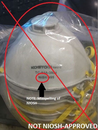an example of a counterfeit N95 Respirator an example of a counterfeit N95 Respirator