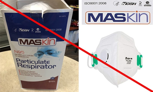 Any respirators being sold as Maskin are no longer NIOSH approved. They are counterfeit or they are no longer compliant to the NIOSH approval. (4/9/2020)MaskinMasks Any respirators being sold as Maskin are no longer NIOSH approved. They are counterfeit or they are no longer compliant to the NIOSH approval. (4/9/2020)