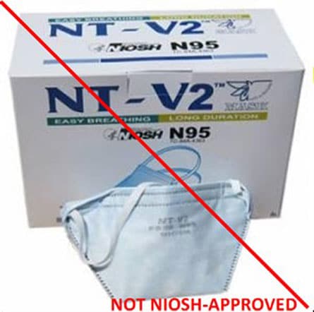 Figure 5 is an example of a counterfeit respirator - NT-V2 Nano Bi-Directional respirator. Figure 5 is an example of a counterfeit respirator - NT-V2 Nano Bi-Directional respirator.