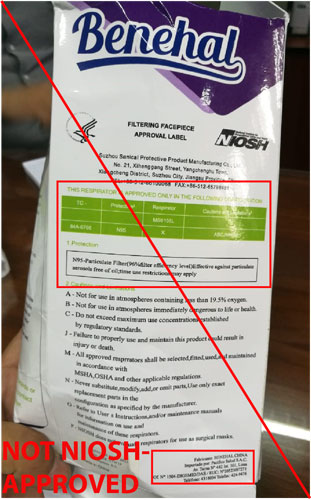 Figure 6 is an example of a counterfeit respirator Figure 6 is an example of a counterfeit respirator