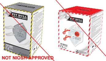 Example of misrepresentation of the NIOSH-approval. PitBull Safety Products is not a NIOSH approval holder Example of misrepresentation of the NIOSH-approval. PitBull Safety Products is not a NIOSH approval holder