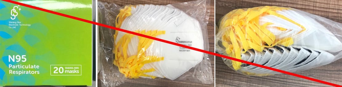 Examples of counterfeit respirators using NIOSH approval holder Shining Star Electronic Technology’s approval number Examples of counterfeit respirators using NIOSH approval holder Shining Star Electronic Technology’s approval number