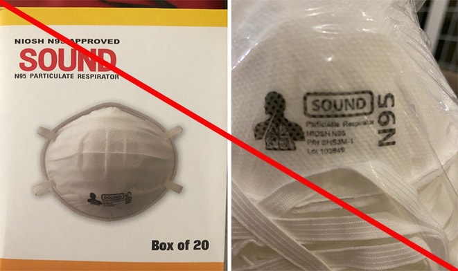 This is an example of a counterfeit respirator using Shanghai Dasheng Health Products Manufacture Co. Ltd’s (SDH) NIOSH approval number, TC 84A-4335, without their permission. SOUND is not a NIOSH approval holder or a private label holder. (4/28/2020) This is an example of a counterfeit respirator using Shanghai Dasheng Health Products Manufacture Co. Ltd’s (SDH) NIOSH approval number, TC 84A-4335, without their permission. SOUND is not a NIOSH approval holder or a private label holder. (4/28/2020)