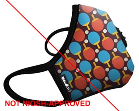Example of misrepresentation of the NIOSH-approval. Vogmask® is not a NIOSH approval holder. Example of misrepresentation of the NIOSH-approval. Vogmask® is not a NIOSH approval holder.