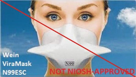 example of misrepresentation of the NIOSH-approval - ViraMask N99ESC example of misrepresentation of the NIOSH-approval - ViraMask N99ESC