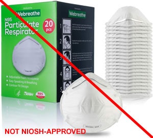 we-breathe Webreath respirator masks - Not NIOSH-Approved