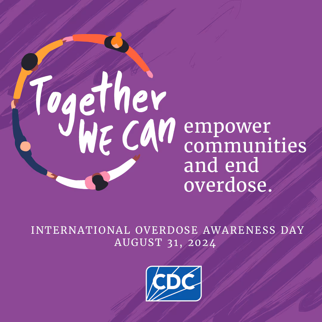 IOAD 2024 IG Graphic People holding hands with text "Together we can empower communities and end overdose. International Overdose Awareness Day."