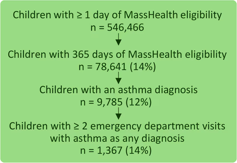 24_0028_01 Sample selection results from 2019 MassHealth (Massachusetts Medicaid) medical and eligibility claims, accessed via their data warehouse.