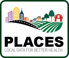 PLACES White Button (transparent) PLACES: Local Data for Better Health color on white background button