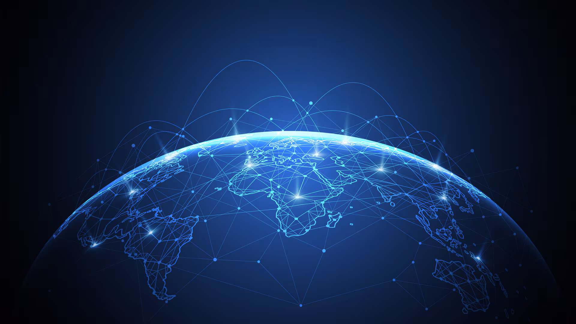 earth line art illustration in blue with lines criss-crossing the planet