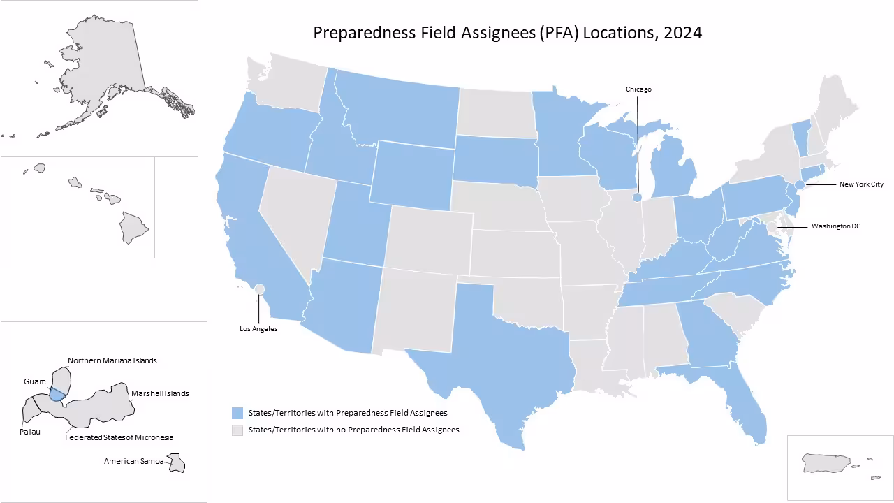 Preparedness Field Assignee Program Host Site Locations Map - 2024