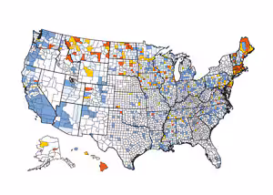 serotype-enteritidis-map-300px.jpg US Map of Salmonella Enteritidis: Age standardized rate per 100,000 populations by county, 1976-1983.