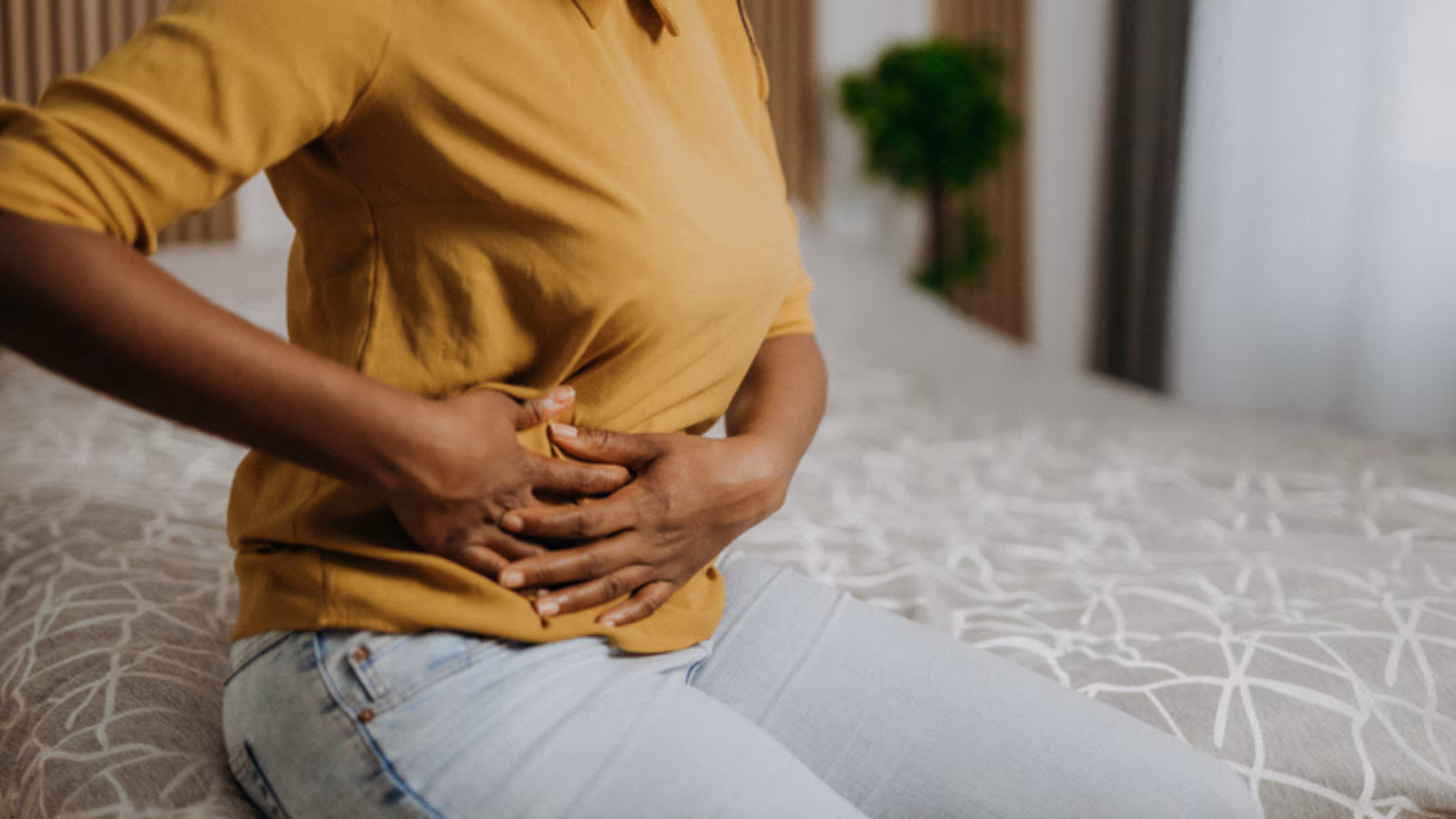 woman with stomach pain