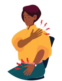 — title missing — Graphic of a Black woman with shoulder pain.