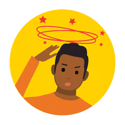 Illustration of a man feeling dizzy.