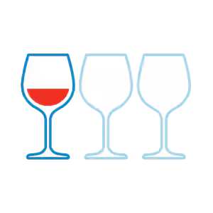 -- title missing -- Graphic of three wine glasses. One wine glass contains wine and the other two are empty.