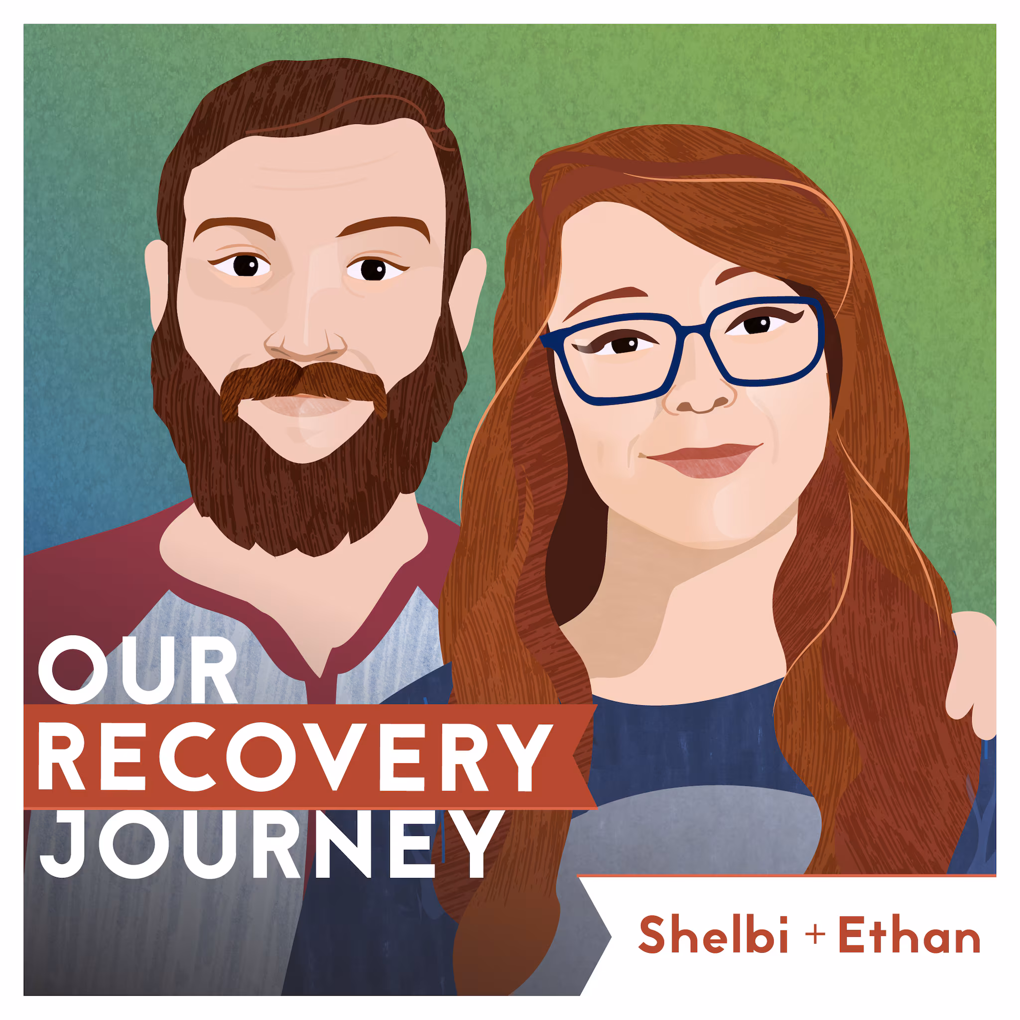 Undetectable Illustration of two people. Text overlay “Our Recovery Journey – Shelbi + Ethan.”