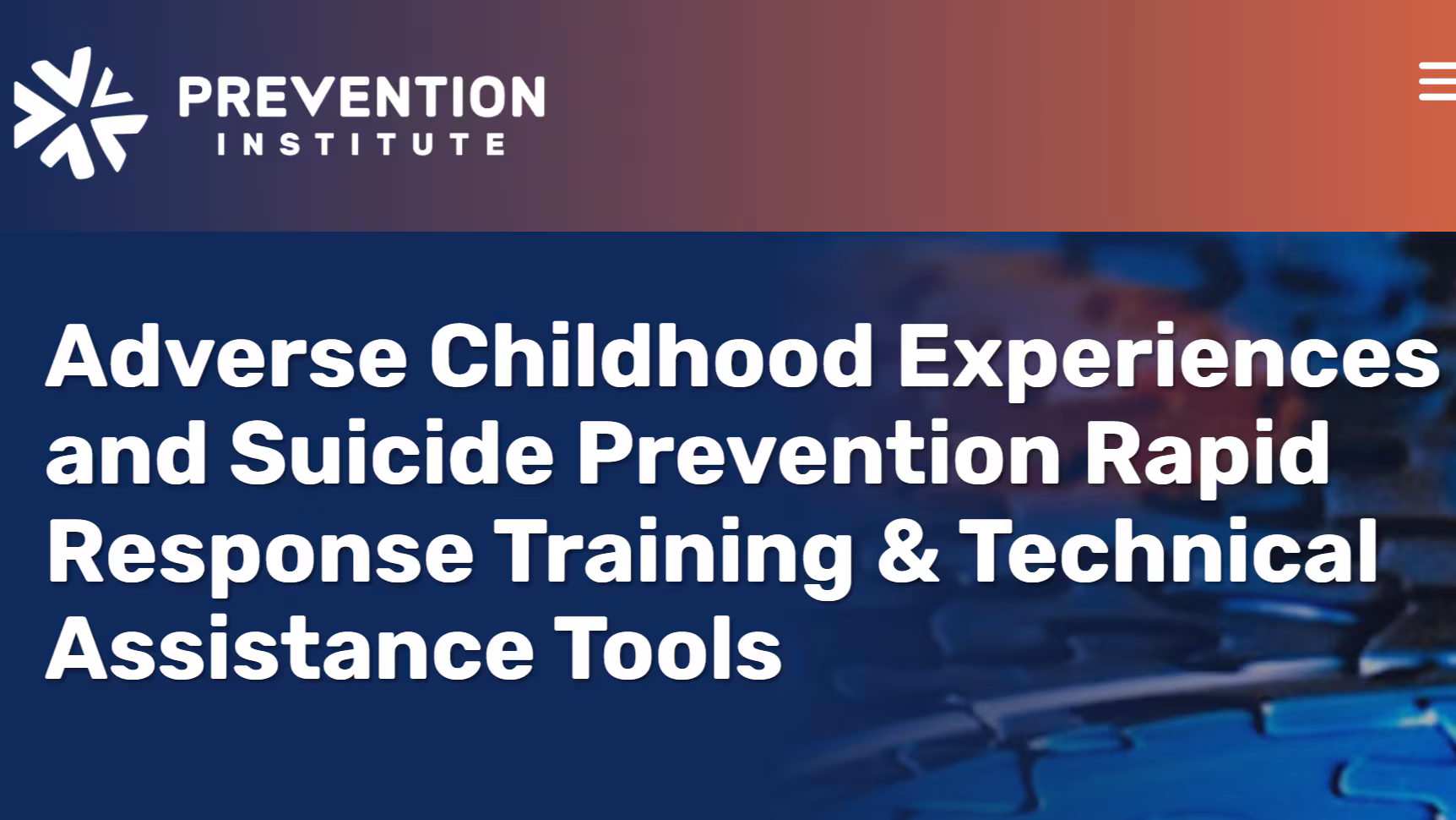 Adverse childhood experiences and suicide prevention rapid response training and technical assistance tools
