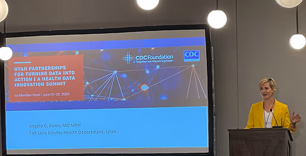 Angela Dunn at the Utah Health Data Innovation Summit