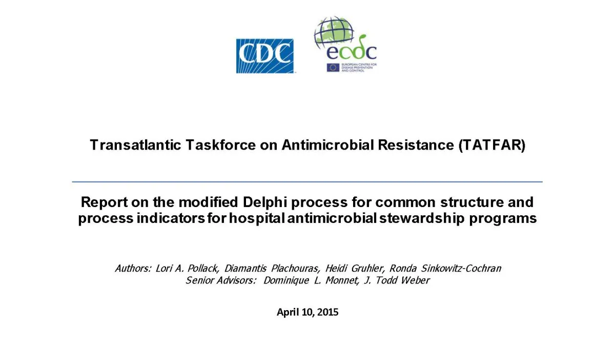 tatfar report on the modified delphi process for common structure TATFAR report cover for Report on the modified Delphi process for common structure