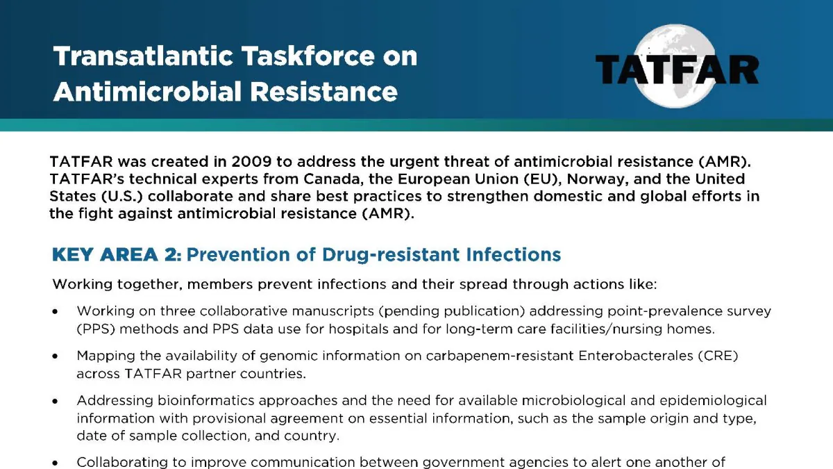TATFAR Key Area 2 Prevent Drug Resistant Infections TATFAR Key Area 2 Prevent Drug Resistant Infections