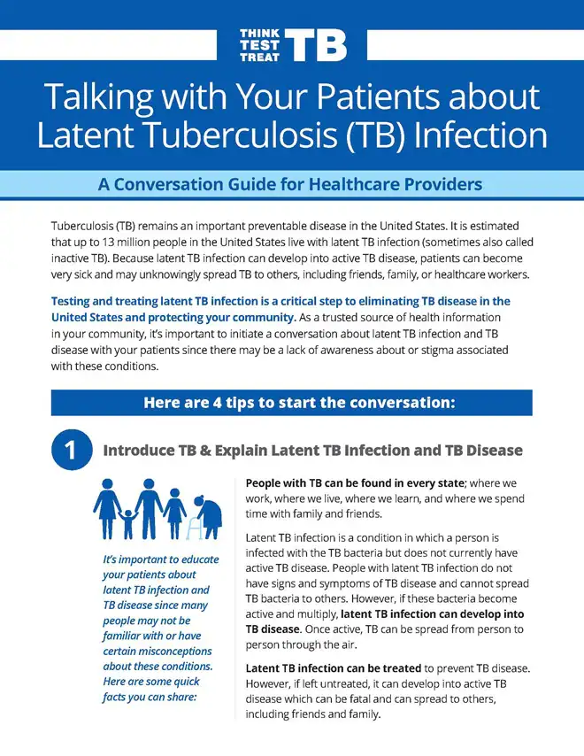 Talking with your Patients about Latent TB Infection Conversation Guide