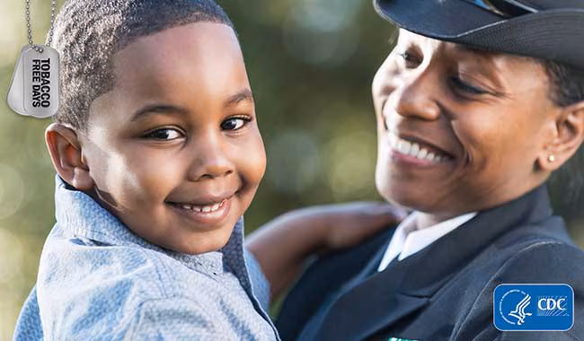 2019 Tobacco Free Days - service member mother with son
