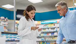 pharmacist consulting patient