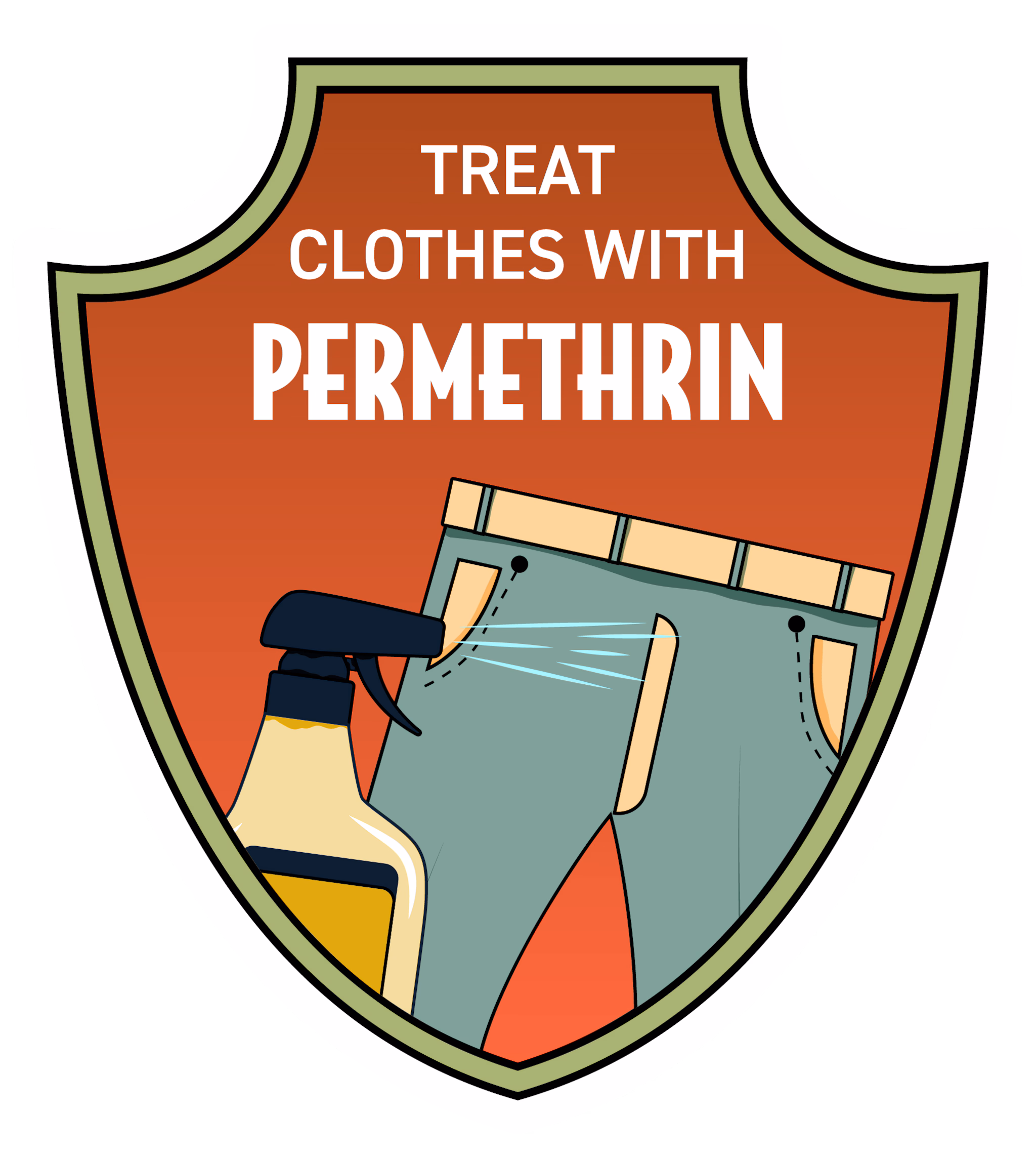 Fight the Bite personal protective behavior badge showing permethrin-treated clothing.