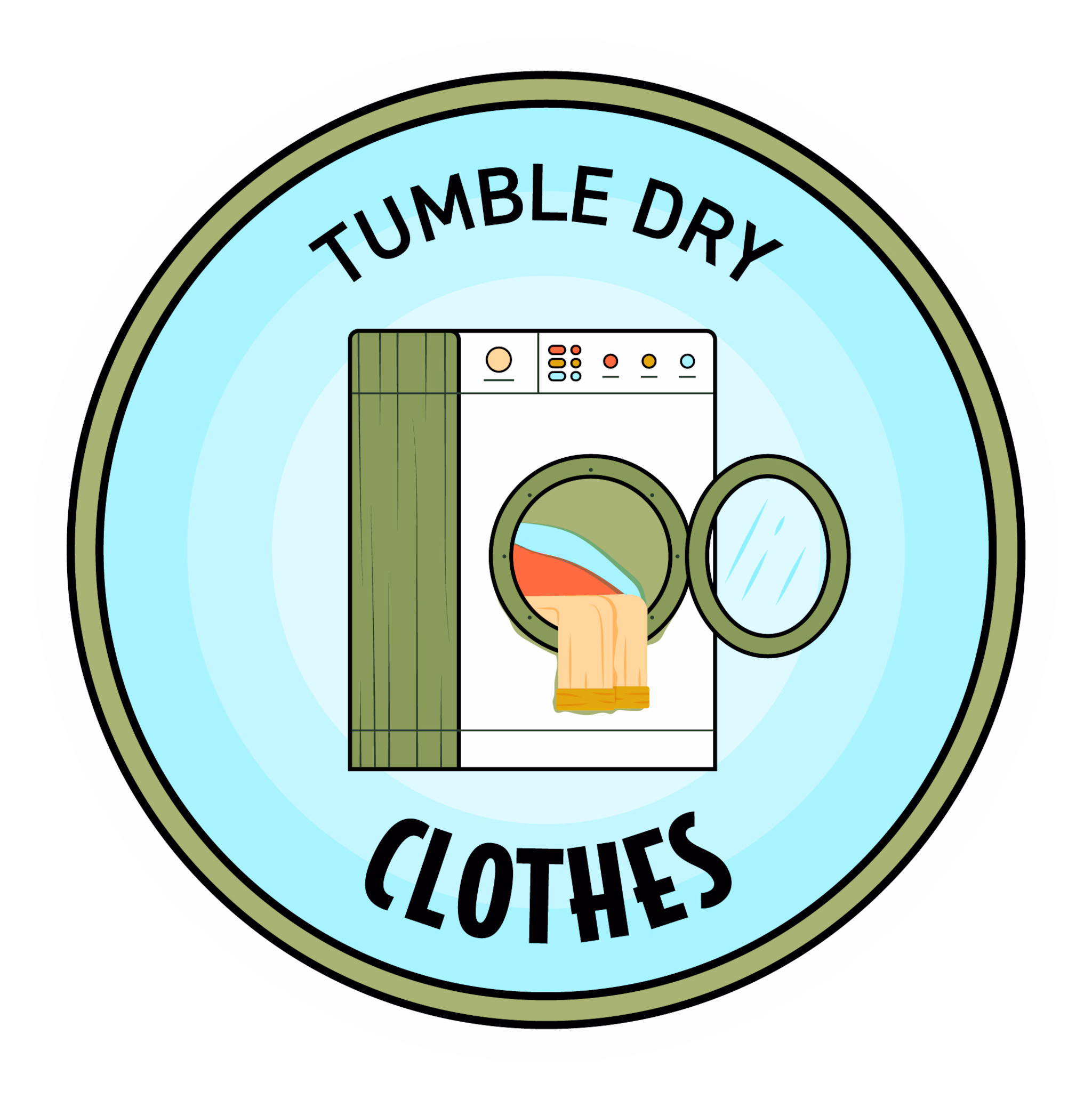 Fight the Bite personal protective behavior badge showing clothes drying to kill ticks.